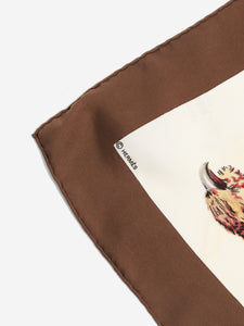 Hermes Brown pheasant print scarf