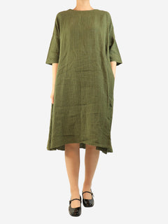 Green gingham linen dress - size M Dresses Apuntob 