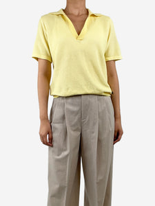 Allude Yellow open-collar cotton-blend polo top - size S