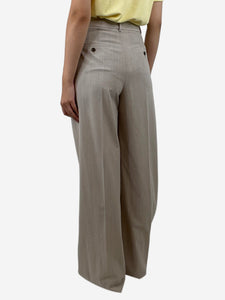 Theory Sand melange double-pleated trousers - size UK 10