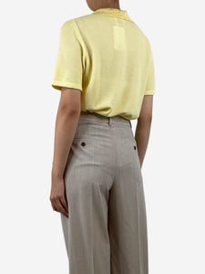 Allude Yellow open-collar cotton-blend polo top - size S