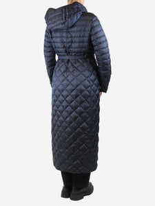 Max Mara The Cube Navy blue quilted long coat - size UK 12