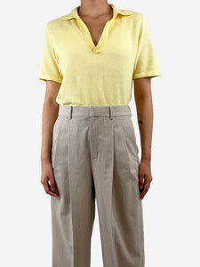 Allude Yellow open-collar cotton-blend polo top - size S