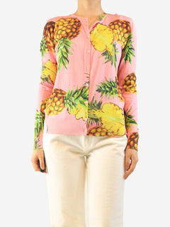 Pink pineapple print cardigan - size UK 10 Tops Dolce & Gabbana 