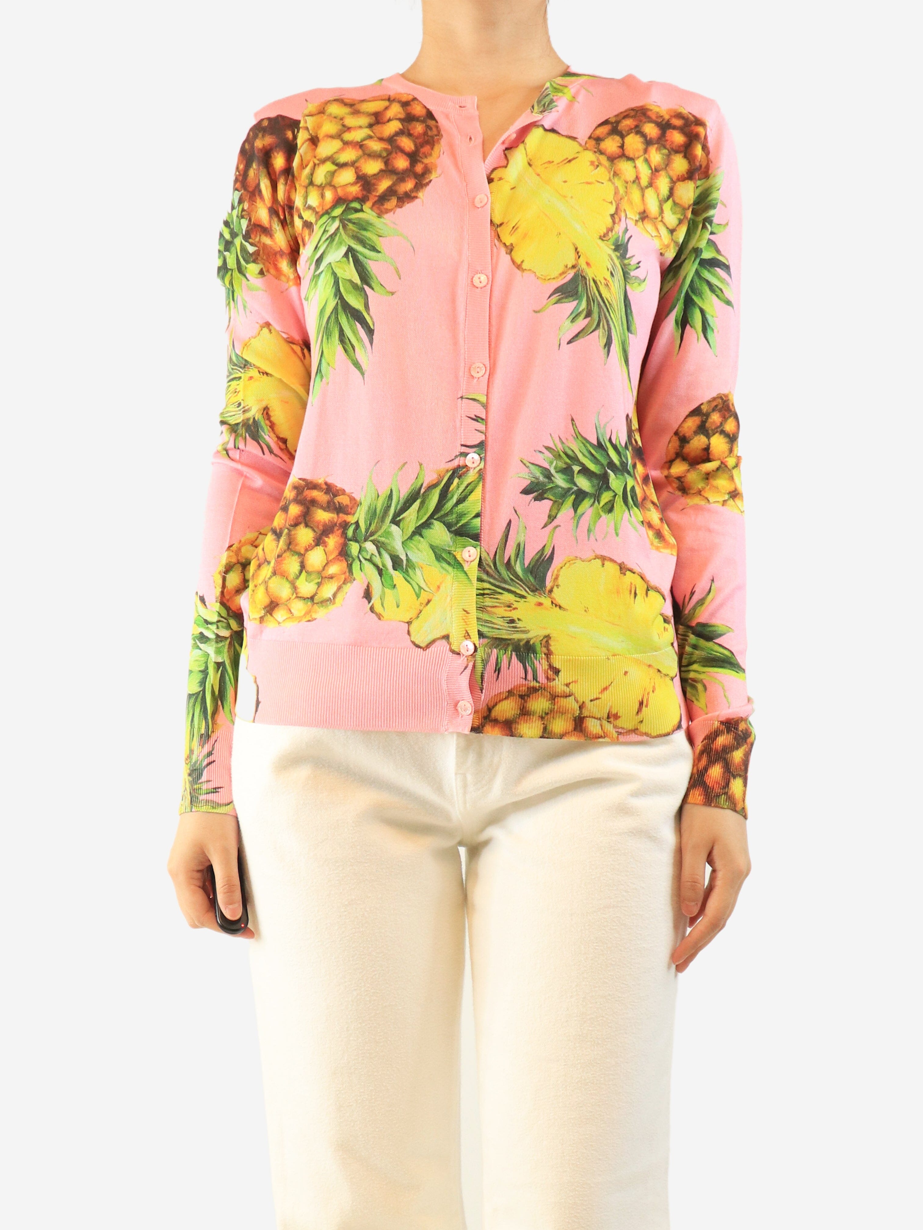 Pink pineapple print cardigan - size UK 10 Tops Dolce & Gabbana 