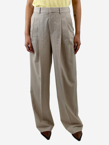 Theory Sand melange double-pleated trousers - size UK 10