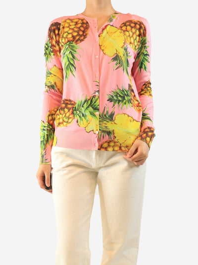 Pink pineapple print cardigan - size UK 10 Tops Dolce & Gabbana 