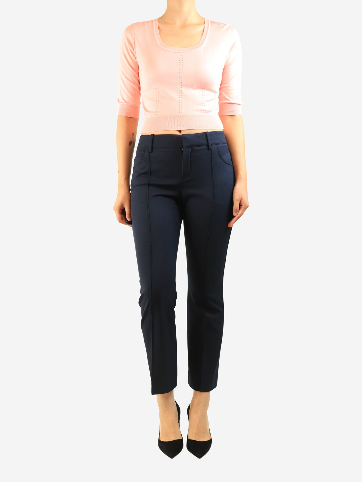 Navy wool trousers - size UK 10 Trousers Chloe 