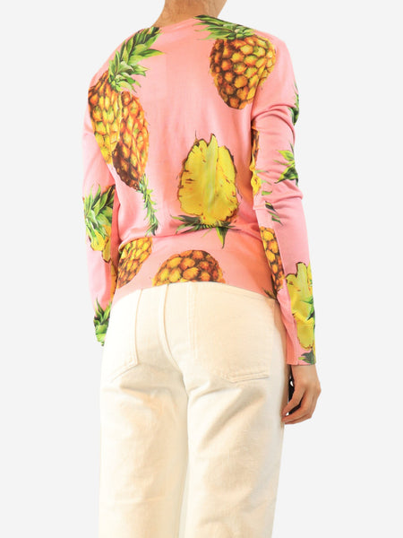Pink pineapple print cardigan - size UK 10 alternate image