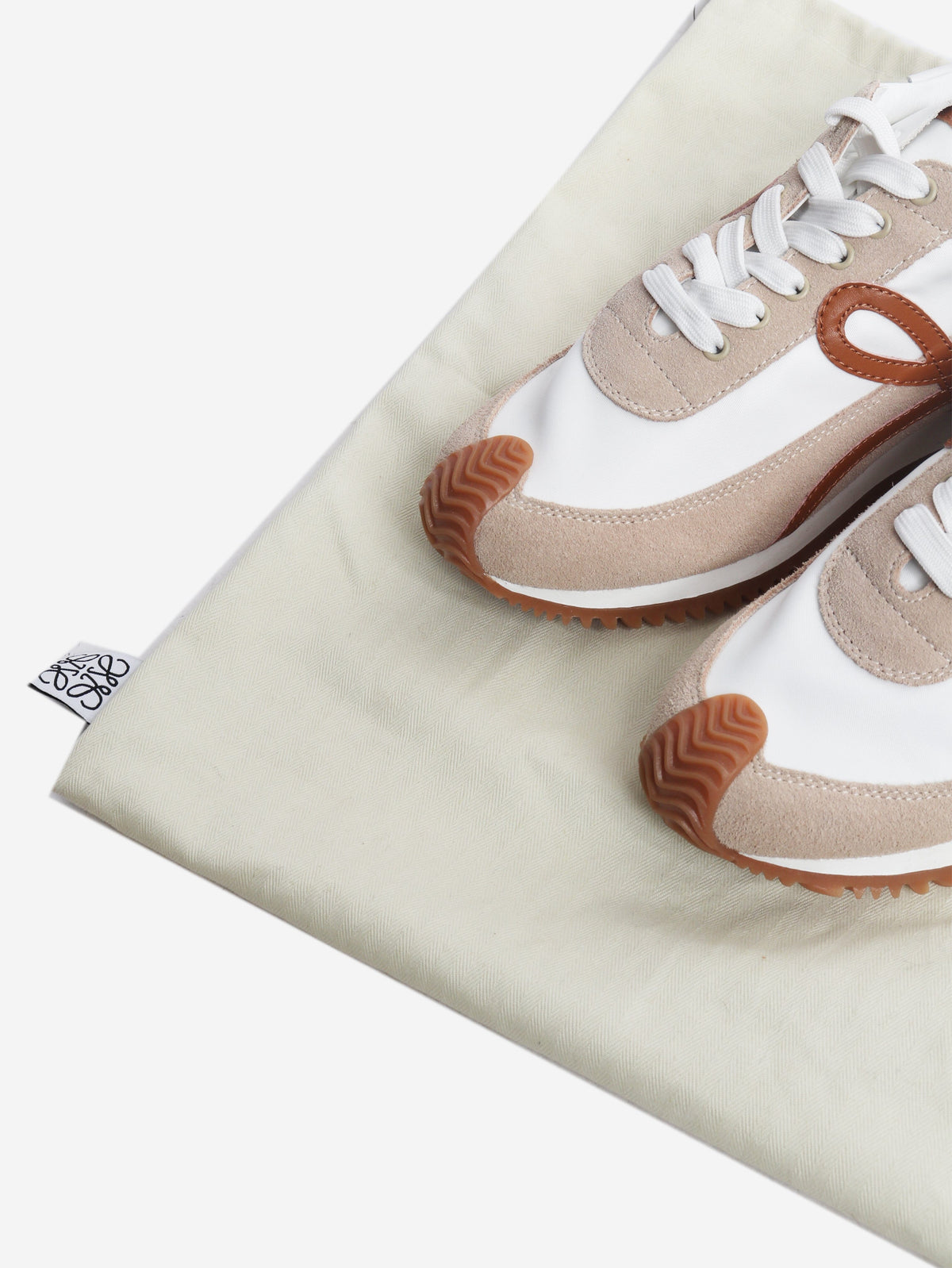 White and beige nylon and suede Flow Runner trainers - size EU 37 Trainers Loewe 
