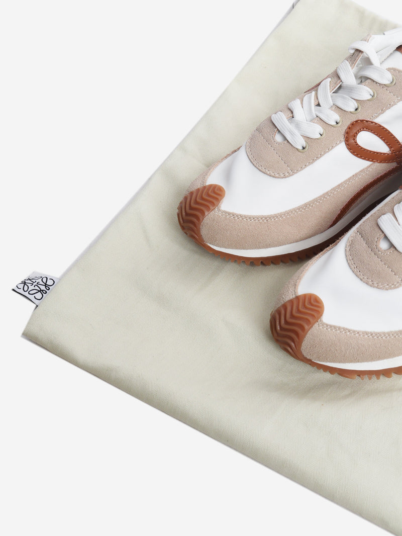 White and beige nylon and suede Flow Runner trainers - size EU 37 Trainers Loewe 