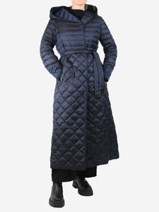 Max Mara The Cube Navy blue quilted long coat - size UK 12