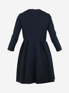 Christian Dior Blue 3/4 sleeve pleated mini dress - size UK 12