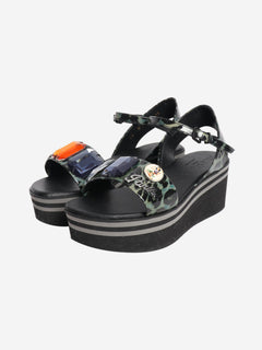 Black bejeweled platform sandals - size EU 38 Flat Sandals Robert Clergerie 