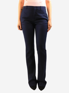 Navy wool textured trousers - size UK 12