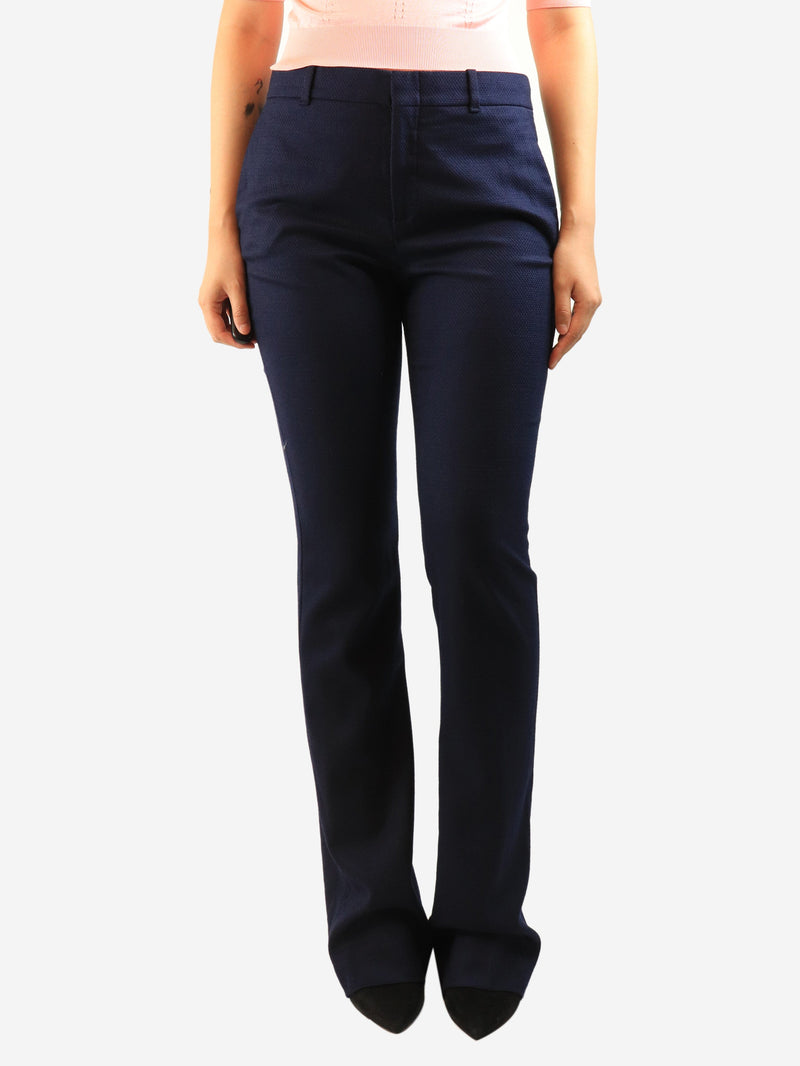 Navy wool textured trousers - size UK 12