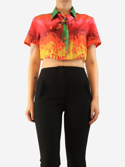Multicolour cropped printed shirt - size UK 10 Tops Valentino 
