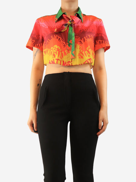 Multicolour cropped printed shirt - size UK 10 product image