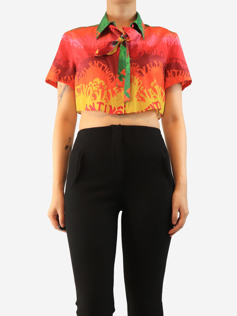 Multicolour cropped printed shirt - size UK 10 Tops Valentino 