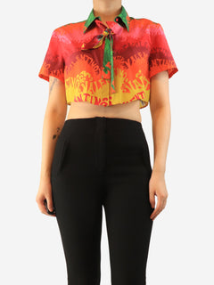 Multicolour cropped printed shirt - size UK 10 Tops Valentino 