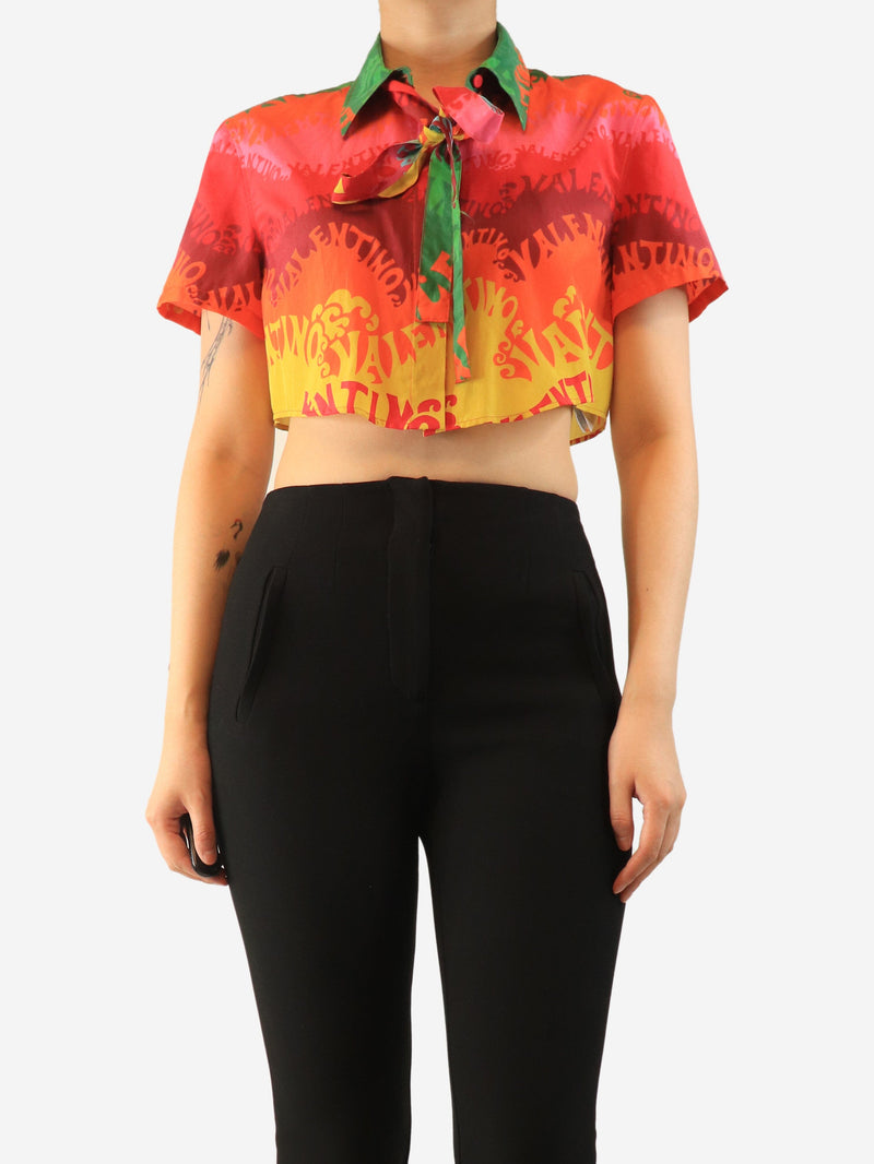 Multicolour cropped printed shirt - size UK 10 Tops Valentino 