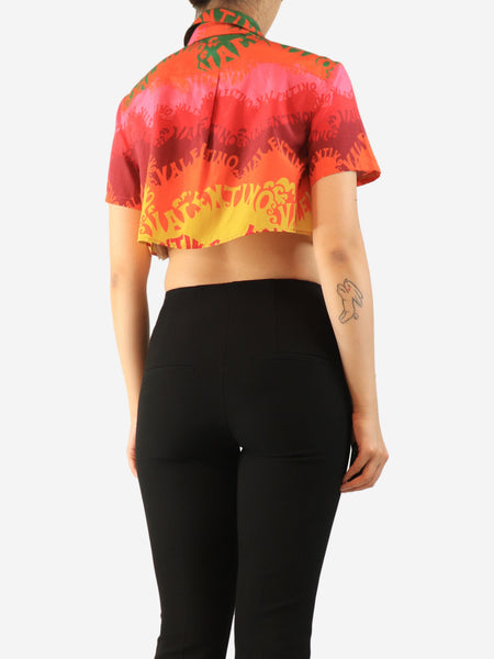 Multicolour cropped printed shirt - size UK 10 alternate image