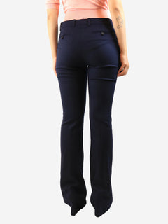 Navy wool textured trousers - size UK 12