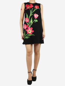 Dolce & Gabbana Dolce & Gabbana Black floral embroidered mini dress - size UK 8