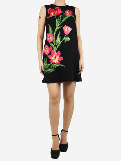 Dolce & Gabbana Black floral embroidered mini dress - size UK 8 Dresses Dolce & Gabbana 