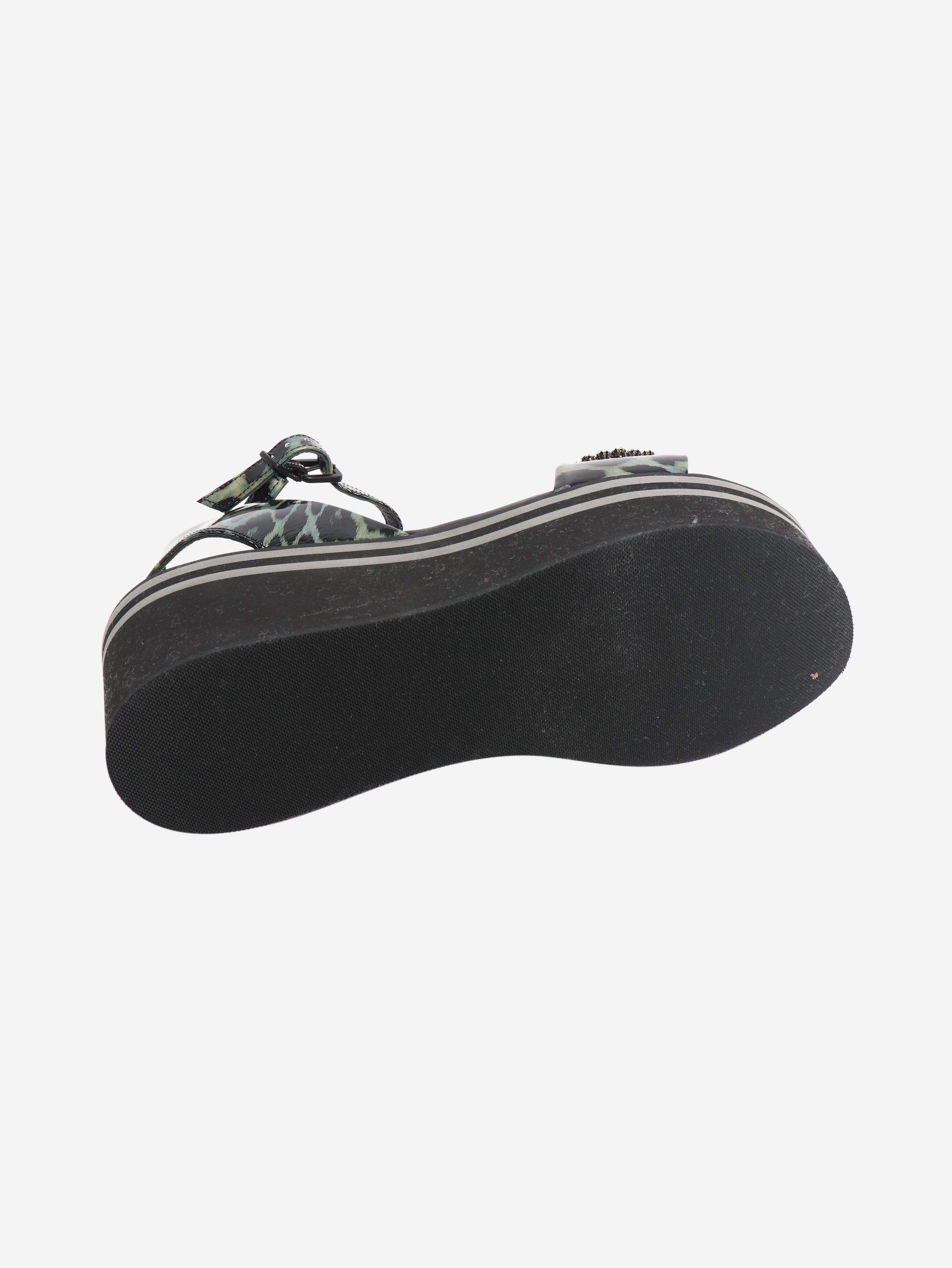 Black bejeweled platform sandals - size EU 38 Flat Sandals Robert Clergerie 