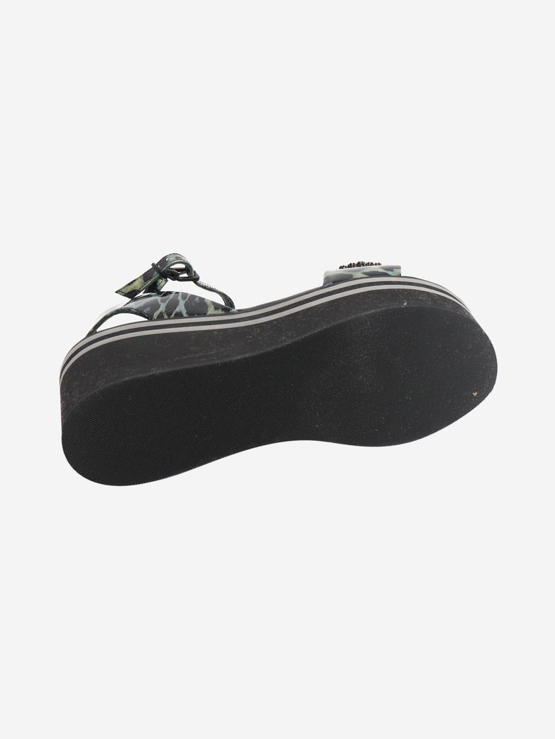 Black bejeweled platform sandals - size EU 38 Flat Sandals Robert Clergerie 