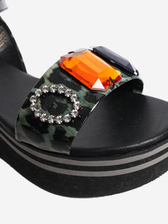 Black bejeweled platform sandals - size EU 38 Flat Sandals Robert Clergerie 