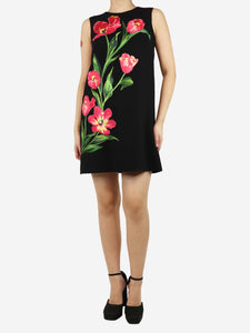 Dolce & Gabbana Dolce & Gabbana Black floral embroidered mini dress - size UK 8