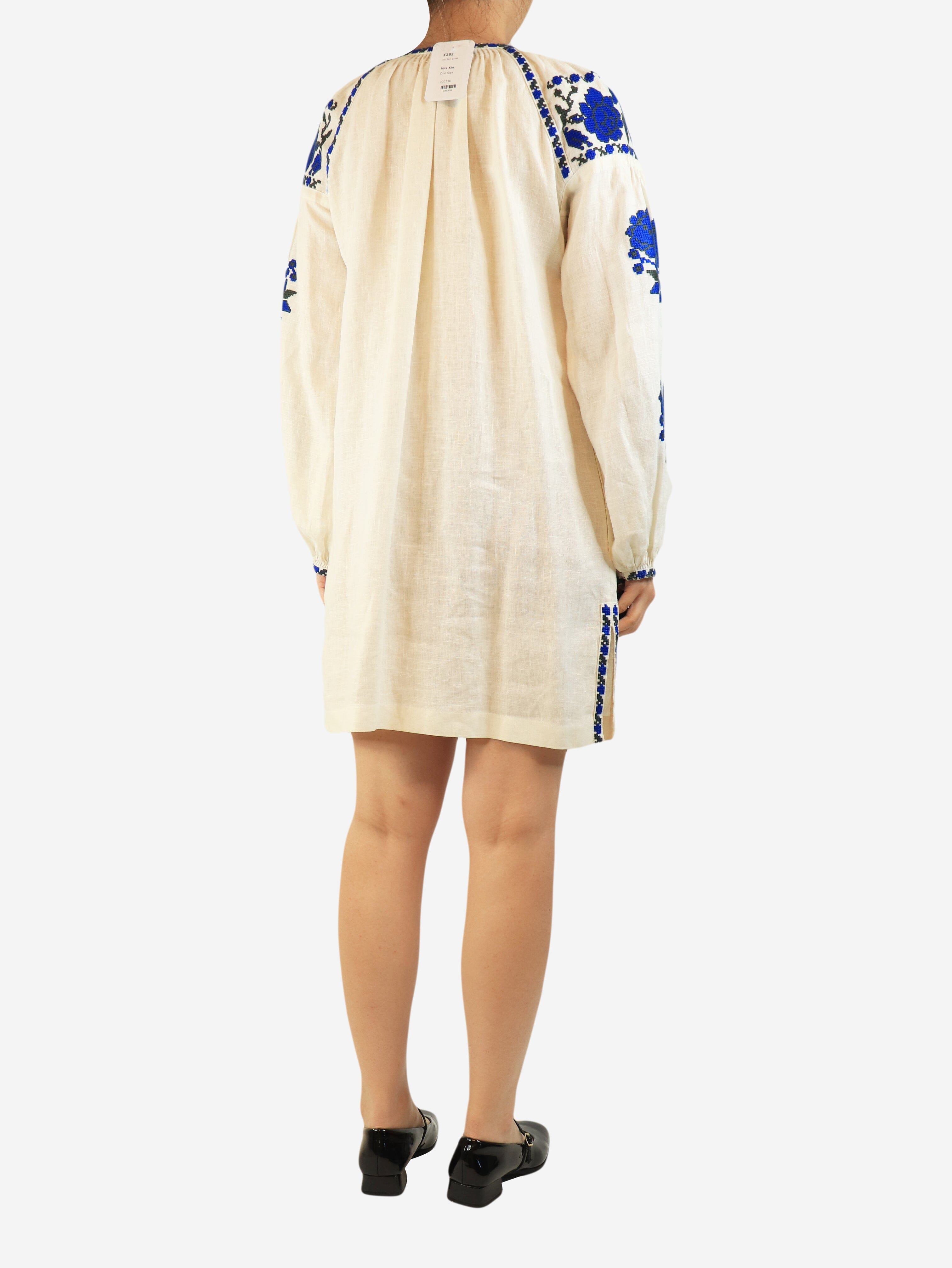 Off-white embroidered linen dress - One size Dresses Vita Kin 