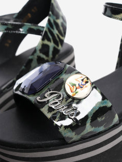 Black bejeweled platform sandals - size EU 38 Flat Sandals Robert Clergerie 