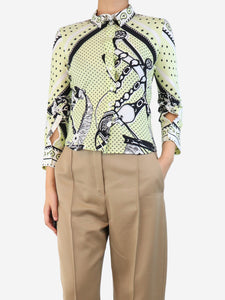 Hermes Yellow silk paisley shirt - size UK 8