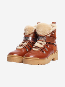 Valentino Brown shearling combat boots - size EU 38.5