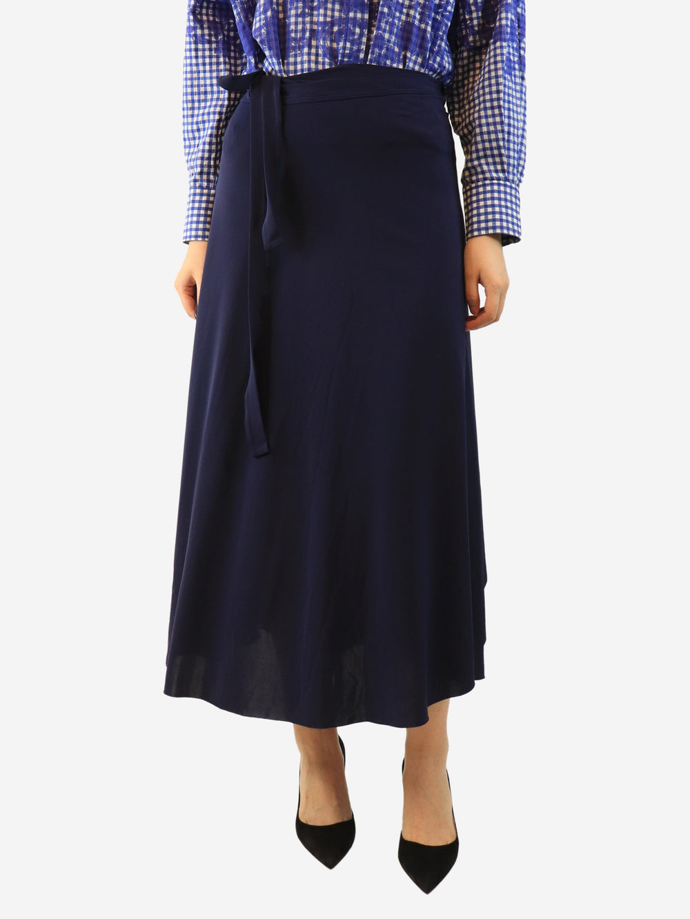 Navy Julieta wrap midi skirt - size M Skirts Eres 