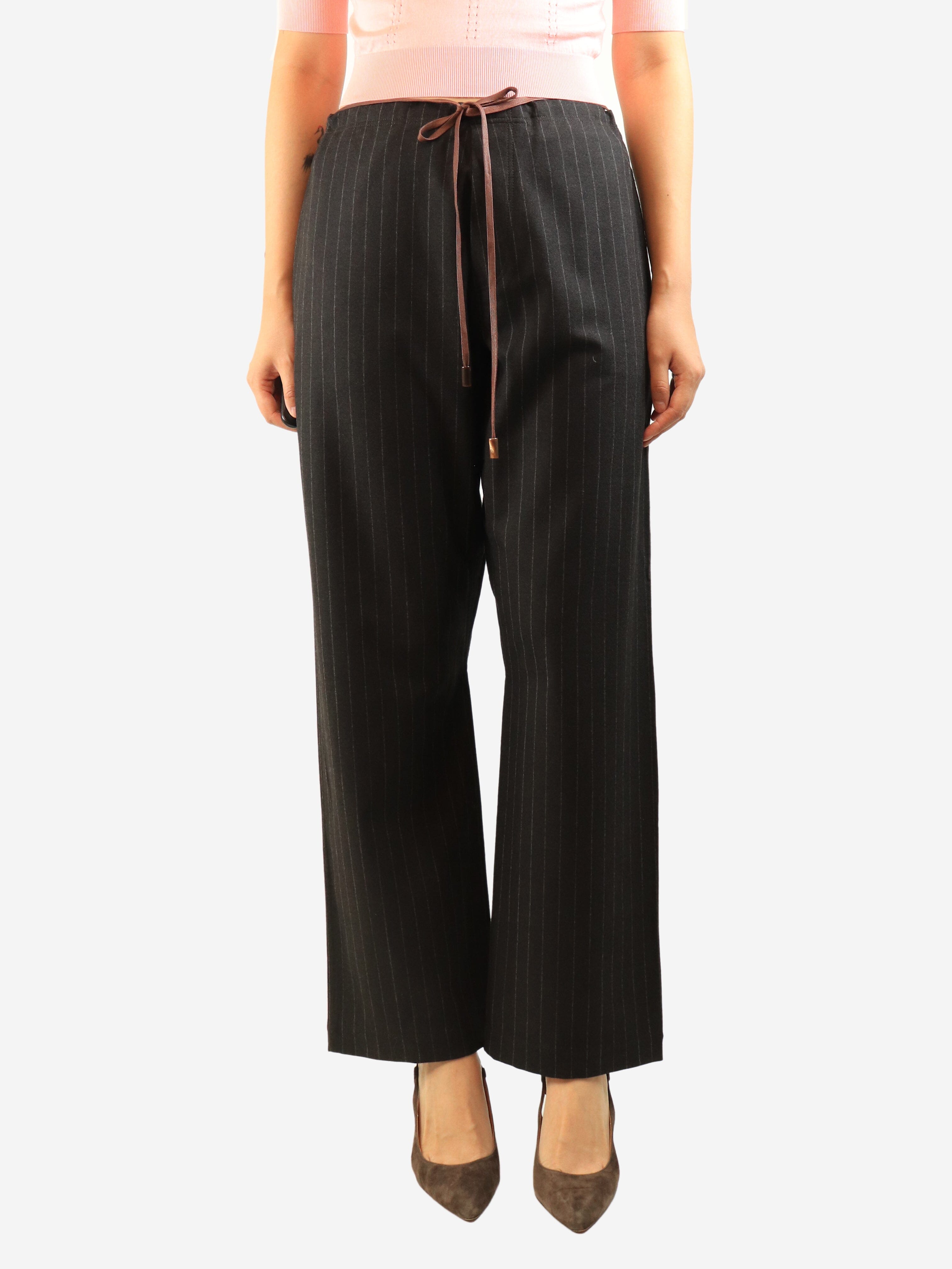 Brown drawstring pinstripe trousers - size UK 10 Trousers Brunello Cucinelli 