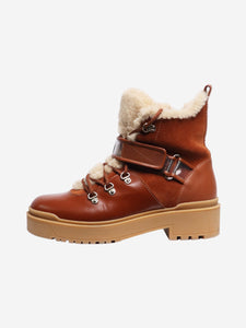 Valentino Brown shearling combat boots - size EU 38.5