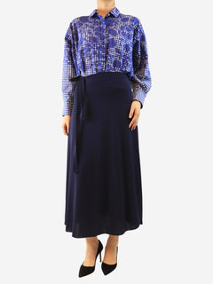 Navy Julieta wrap midi skirt - size M Skirts Eres 