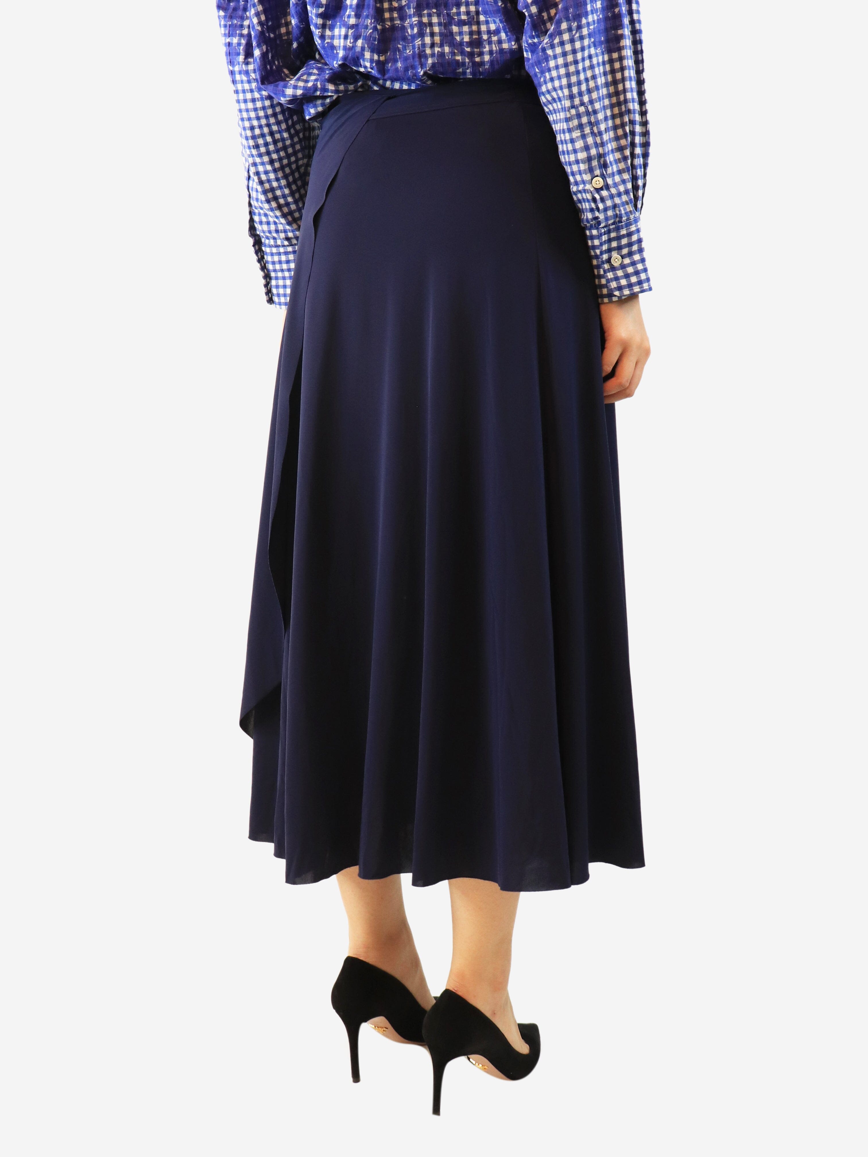 Navy Julieta wrap midi skirt - size M Skirts Eres 