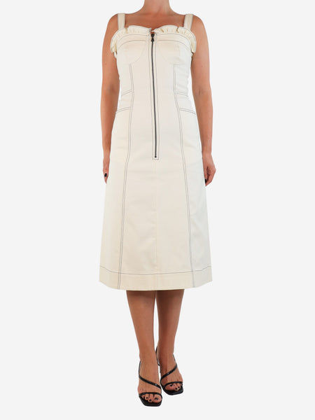 Sea New York Cream contrast-stitched midi dress - size UK 6 product image