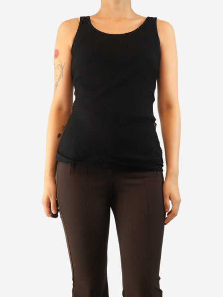 Black layered silk-blend tank top - size UK 8 product image