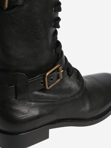 Chloe Black buckle-detail combat boots - size EU 37