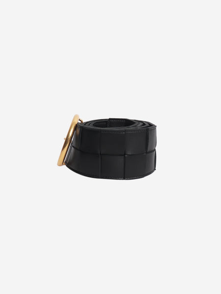 Black Intrecciato leather belt alternate image