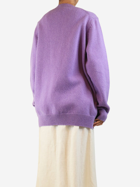 Purple long wool cardigan - size M alternate image