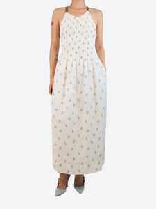 Three Graces White Soleil shirred maxi dress - size UK 8