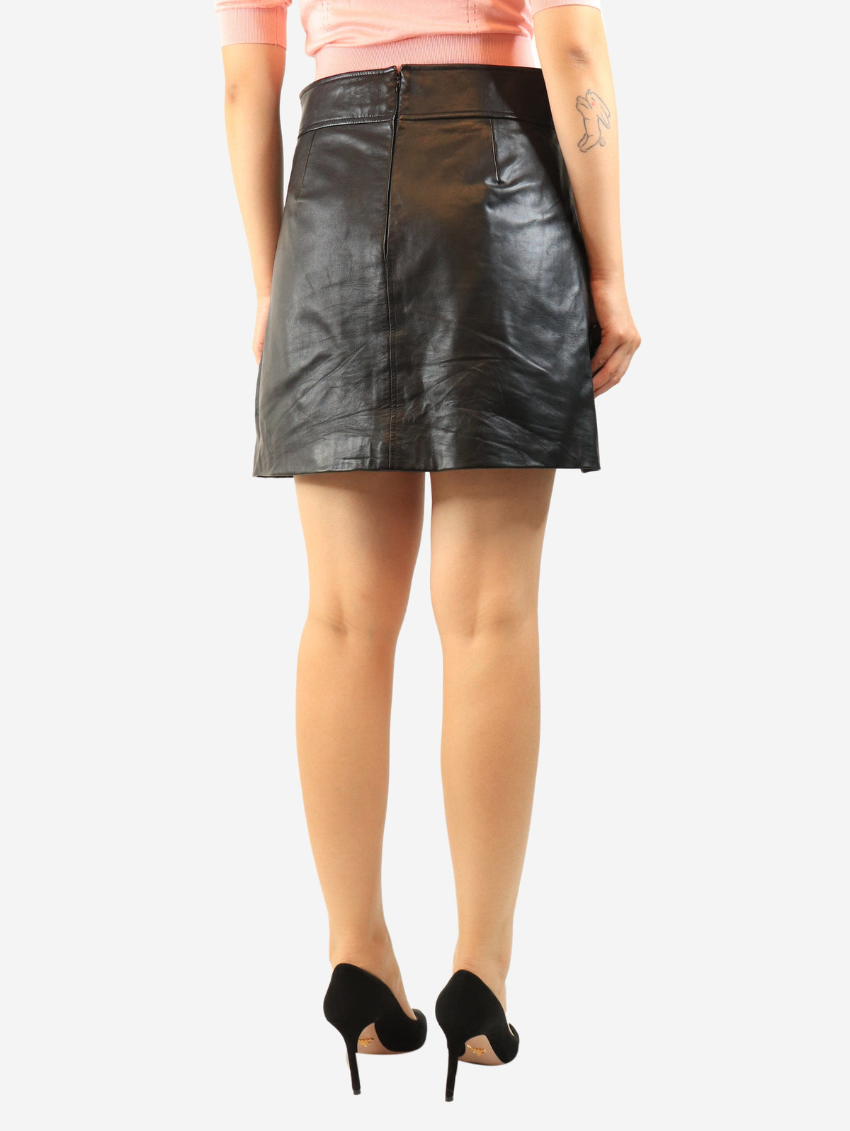 Black leather mini skirt - size UK 12 Skirts Sezane 