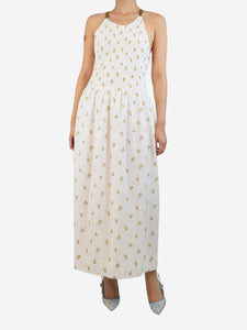 Three Graces White Soleil shirred maxi dress - size UK 8